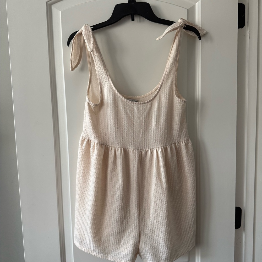 Urban Outfitters Cream Textured Romper